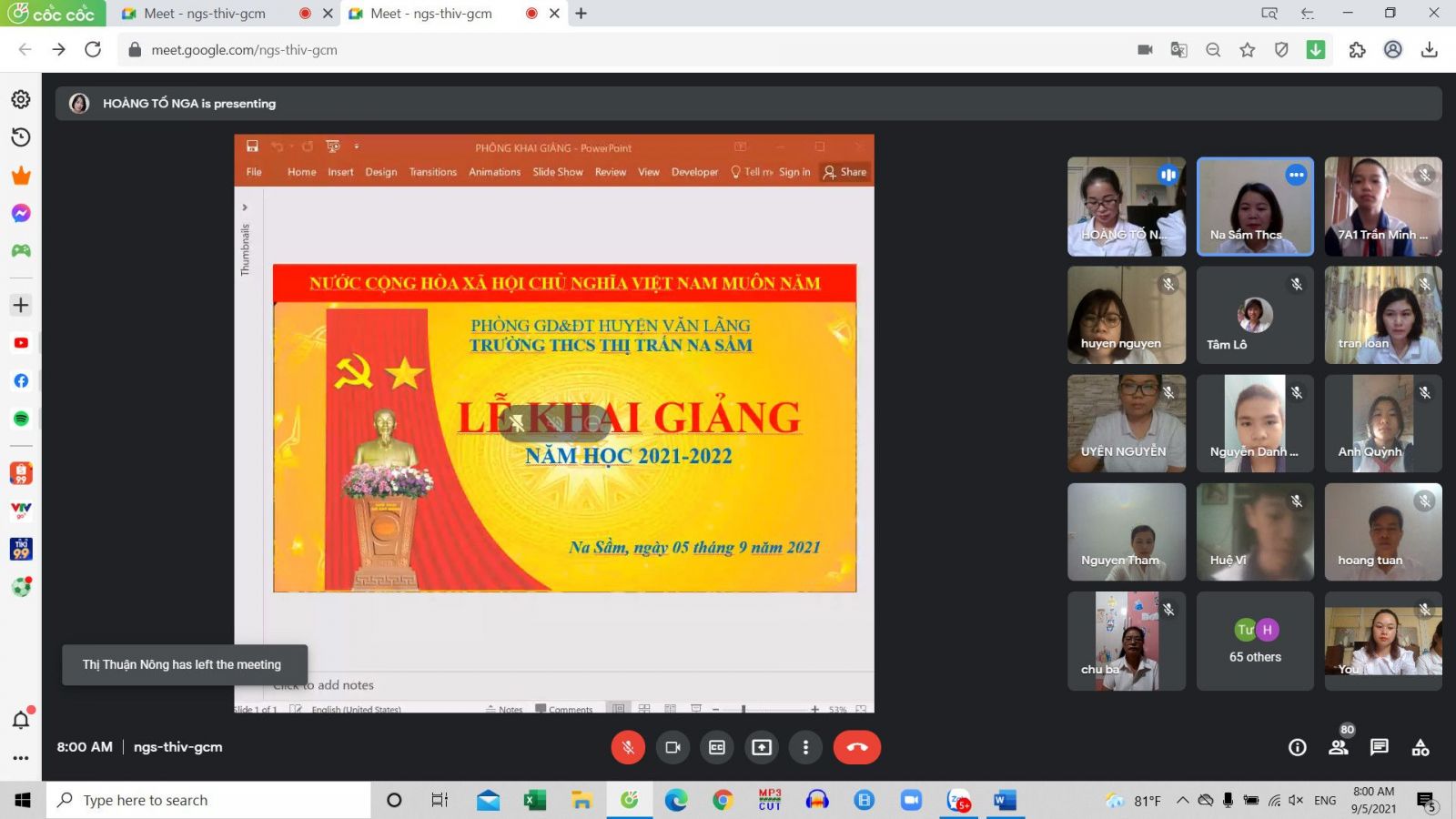 TRƯỜNG THCS TT NA SẦM TỔ CHỨC LỄ KHAI GIẢNG TRỰC TUYẾN NĂM HỌC 2021-2022