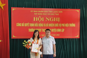 Công bố và trao Quyết định điều động, bổ nhiệm Phó Hiệu trưởng Trường Phổ thông Dân tộc nội trú Trung học cơ sở và Trung học phổ thông huyện Đình Lập