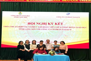 KÝ KẾT THỎA THUẬN HỢP TÁC  GIỮA CÔNG ĐOÀN NGÀNH GIÁO DỤC TỈNH LẠNG SƠN VÀ CÔNG TY  CỔ PHẦN NASACO VỀ THỰC HIỆN CHƯƠNG TRÌNH “NÂNG CAO PHÚC LỢI CHO ĐOÀN VIÊN CÔNG ĐOÀN VÀ NGƯỜI LAO ĐỘNG”